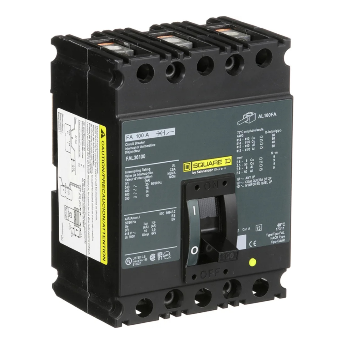 Interruptor Termomagnetico 600V 3P 100A - FAL36100