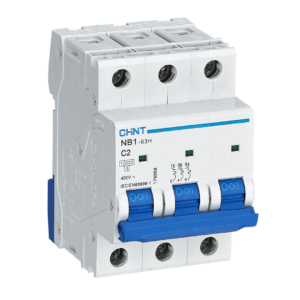 Interruptor Termomagnético Riel Din, Serie: NB1-63H, 10 kA, Curva: C, 3P, 63A, 230/415V