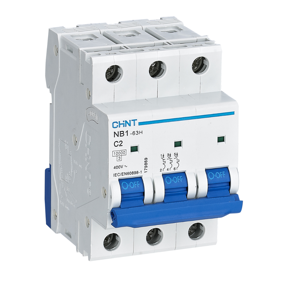 Interruptor Termomagnético Riel Din, Serie: NB1-63H, 10 kA, Curva: C, 3P, 16A, 230/415V